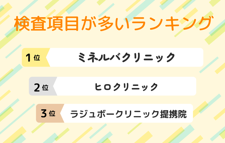 検査項目が多いランキング