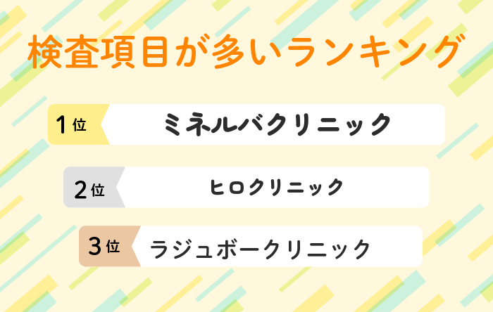 検査項目が多いランキング